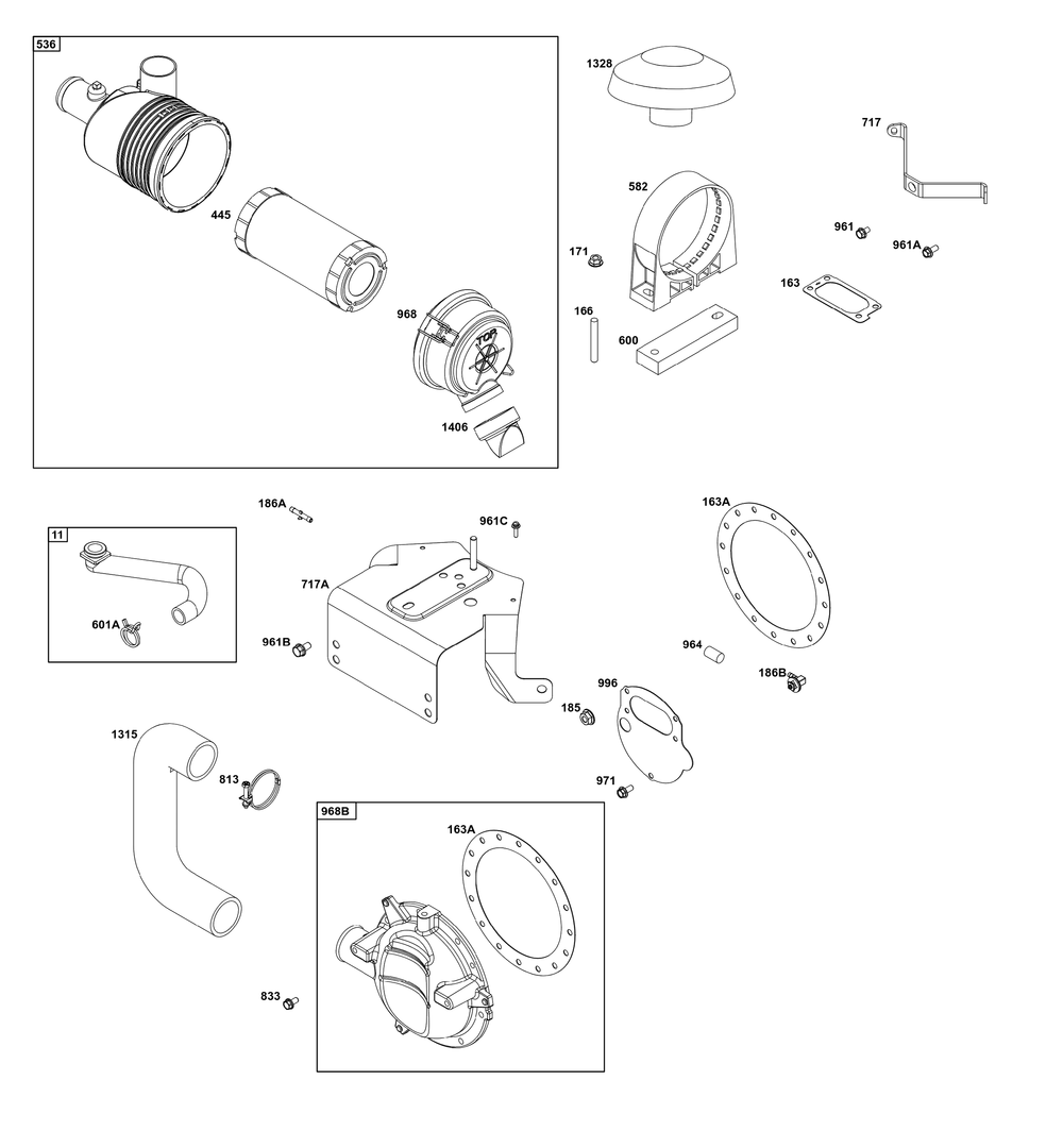 Air Cleaner Group Diagram and Parts List for 385777-0011-G1 200000 - 399999 Briggs and Stratton Engine